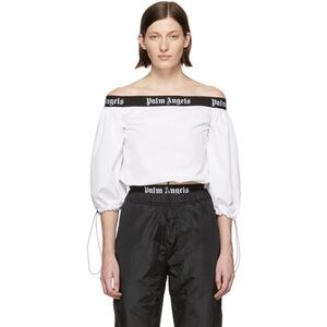 Palm Angels White Balloon Crop Top